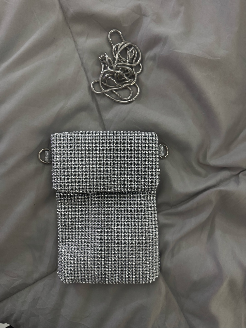 Silver Crystal Mesh Crossbody Bag - Women Bags